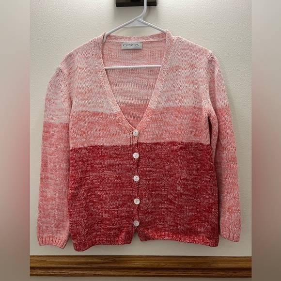 Gispa Italian Knit Pink Ombré Cardigan Tank Set Size L - Picture 5 of 12